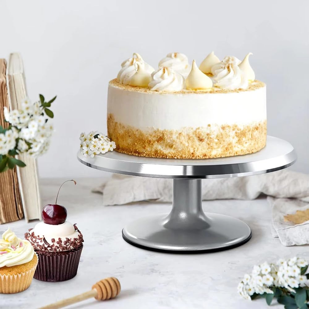 Plato Giratorio De Aluminio De 30 Cm Con Base Antideslizante, RotacióN Suave De 360°, Soporte Profesional Para ReposteríA Y DecoracióN De Pasteles De CumpleañOs, Bodas Y Uso Diario 11-pieceset