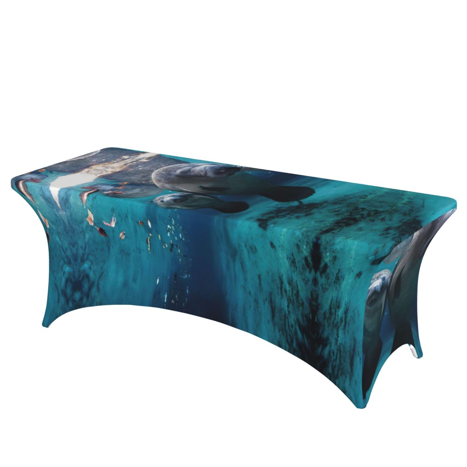 Nappe de table extensible élasthanne 1,8m motif lamantins