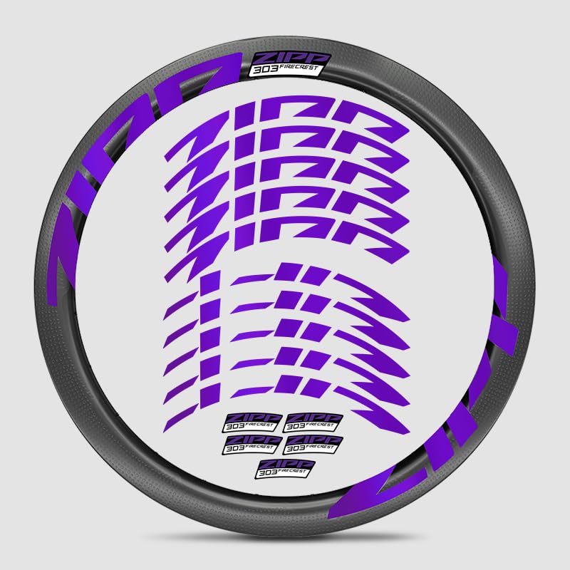 for Zipp Firecrest 303 Road Bike Carbon Wheel Decal Kit | Vivid Colors, Scratch-Resistant, Precision-Cut, UV-Protected (Super Bright Metal Ice Crystal Purple + Style 7)