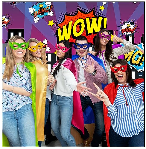 D.Q.Z Superhero-Capes and Masks for Adults Bulk Women Men Halloween Super-Hero Costume Spirit Party,14 Pack (Multicolor)