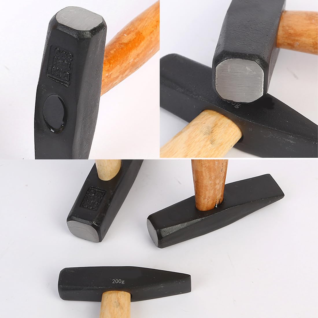 Mmartello，Martello da fabbro con testa piatta in legno 200g,Martello Professionale riduce le Vibrazioni e le Macchie,Antirimbalzo