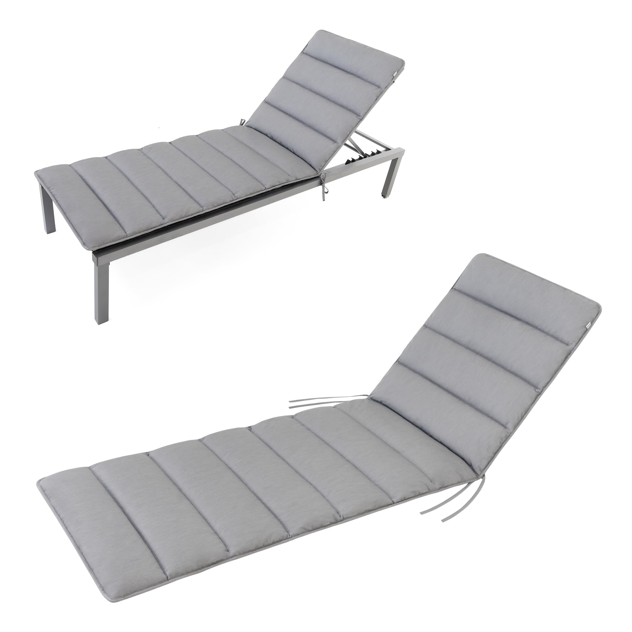 HAVE A SEAT Living - Auflage Gartenliege | Flair 200x70 cm - Weiche, Dünne Universal Sonnenliege Auflage - Bequem, Wetterfest, Waschbar bis 95° C - Made in Germany (200x70 cm, Hellgrau)