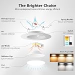 Downlight LED LVWIT 6 pouces 5CCT, 10W 1000 Lumens Dimmable, Éclairage encastré LED certifié IC, 6 pièces (2700K/3000K/4000K/5000K/6000K- 5CCT)