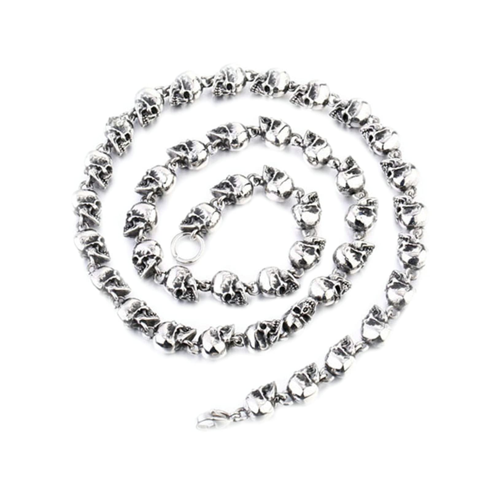 Collana a catena da uomo in acciaio inossidabile con teschio punk argento