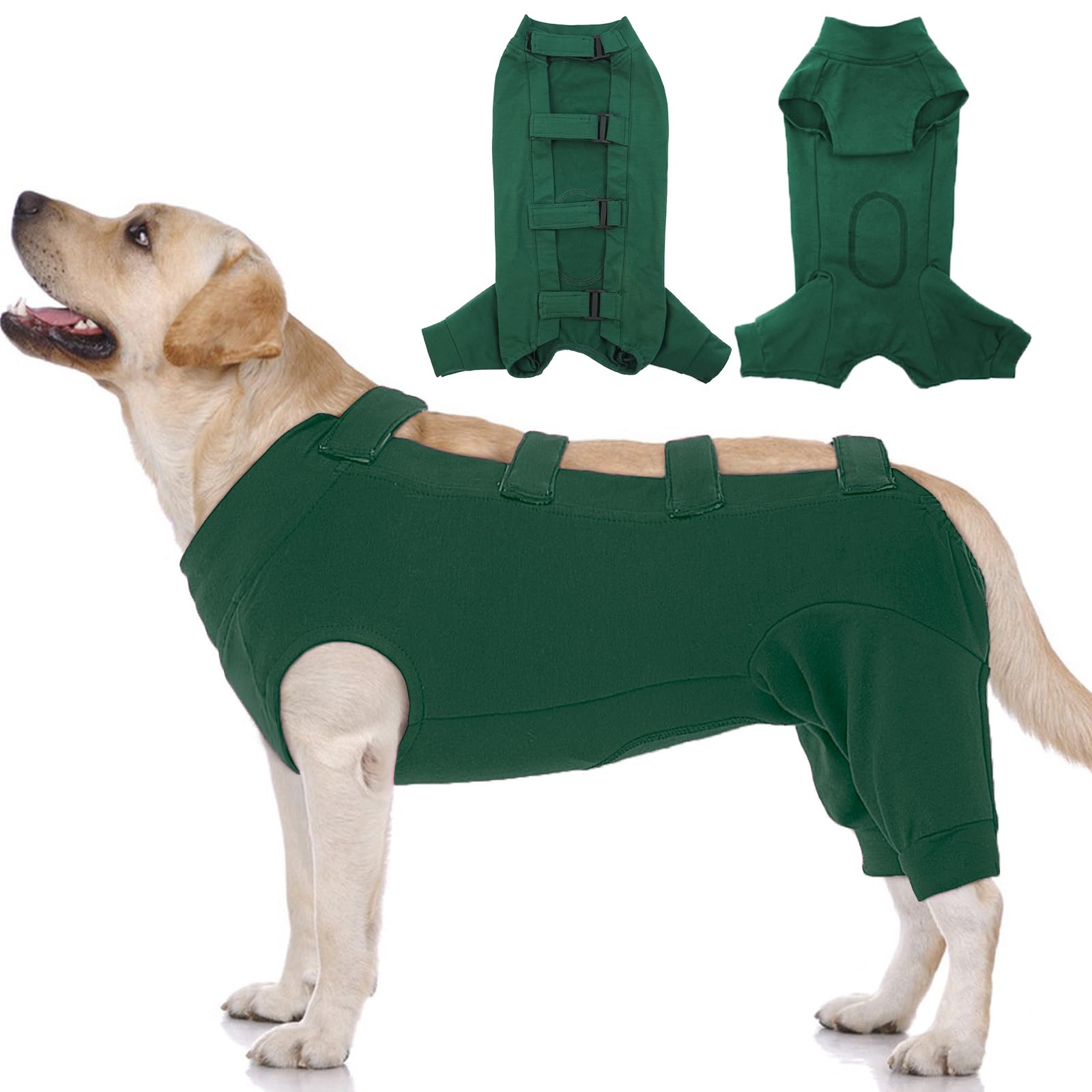 IECOii Dog Hind Leg Recovery Sleeve,Breathable Dog Bodysuit E-Collar & Cone Alternative Surgical Suit After Spayed/Neutered Wear,Recovery Suit for Dogs Male Female Sleeve to Prevent Licking,Green,XL