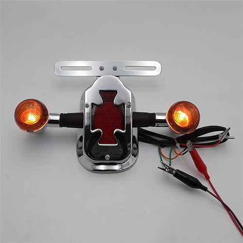 Miniatura 7 de HTTMT - Luz de freno de luz de cola cruzada de metal ahumado cromado, señal de giro compatible con bicicleta de motocicleta Big Twin FL PN