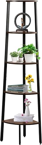 BIGTREE Estantería esquinera de 5 niveles, estantería de esquina de 62.32 pulgadas de alto, organizador de almacenamiento, soporte de