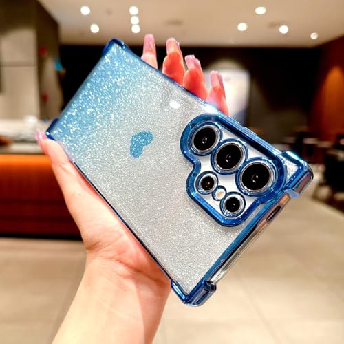 Coque Samsung Galaxy S24 Ultra souple pailletée et antichoc bleu