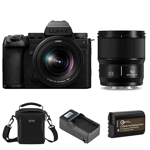 Panasonic LUMIX S5IIX Mirrorless Camera with 20-60mm f/3.5-5.6 and 50mm f/1.8 Lenses, Bundle with Battery, Smart Charger and Shoulder Bag