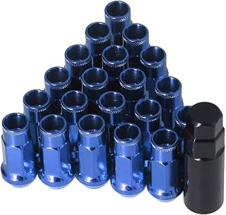 KIMISS Radmuttern, Universal 20 Stück M12x1,25 Metall Radmuttern Universal Autozubehör(Blau)