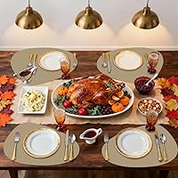 Vista 20 de Faux Leather Placemats and Coasters Set of 2, Round Leather for Dinner Table Mats Heat Resistant Non-Slip Washable Insulation Coffee Mats Kitchen