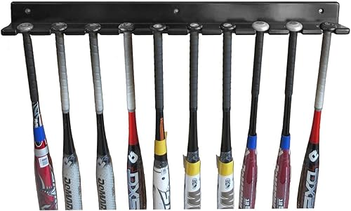 Soporte de pared para murciélagos de béisbol, con capacidad para 10 murciélagos, madera maciza