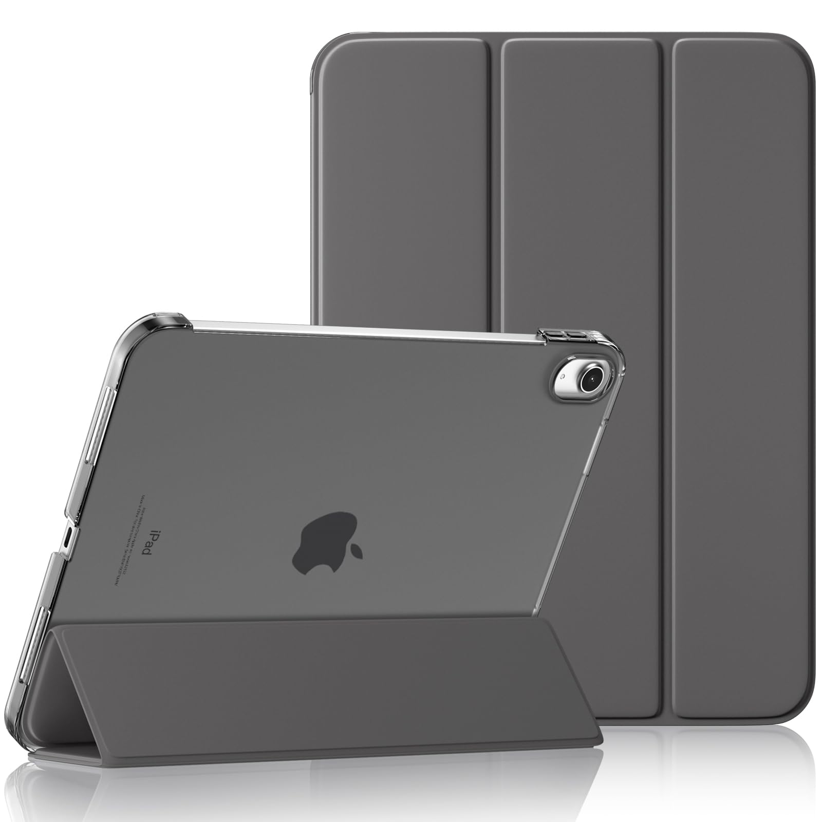 Maledan Hülle für iPad A16 11/10 Generation (2025 11 Zoll/2022 10,9 Zoll), Schlankes Leichtgewicht Transluzente PC Rückseite Stoßfeste Case Schutzhülle für iPad 10, Auto Schlafen/Wachen, Grau