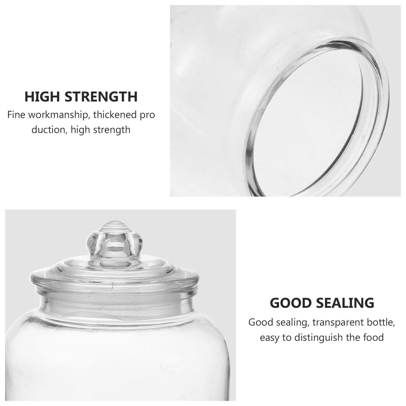 VILLCASE Contenedor Sellado Hermético de Almacenamiento de Vidrio Transparente de 2200ml Alta Resistencia y Diseño para Granos y Frijoles en Cocina