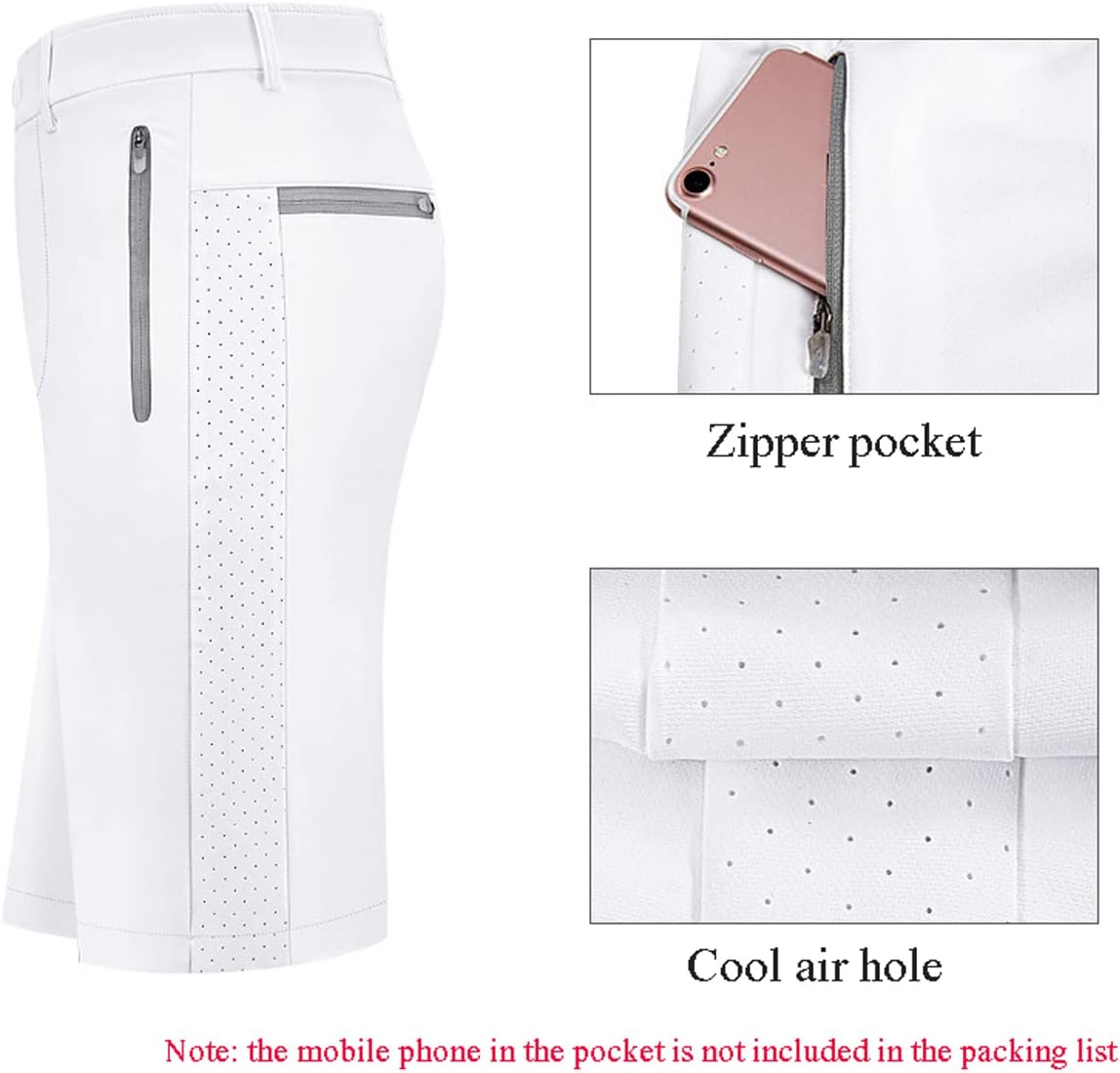 LANGWEI Men's Golf Pants Hiking Shorts Lightweight Quick Dry Hiking Cargo Shorts with Zipper Pocket Elastic Waist