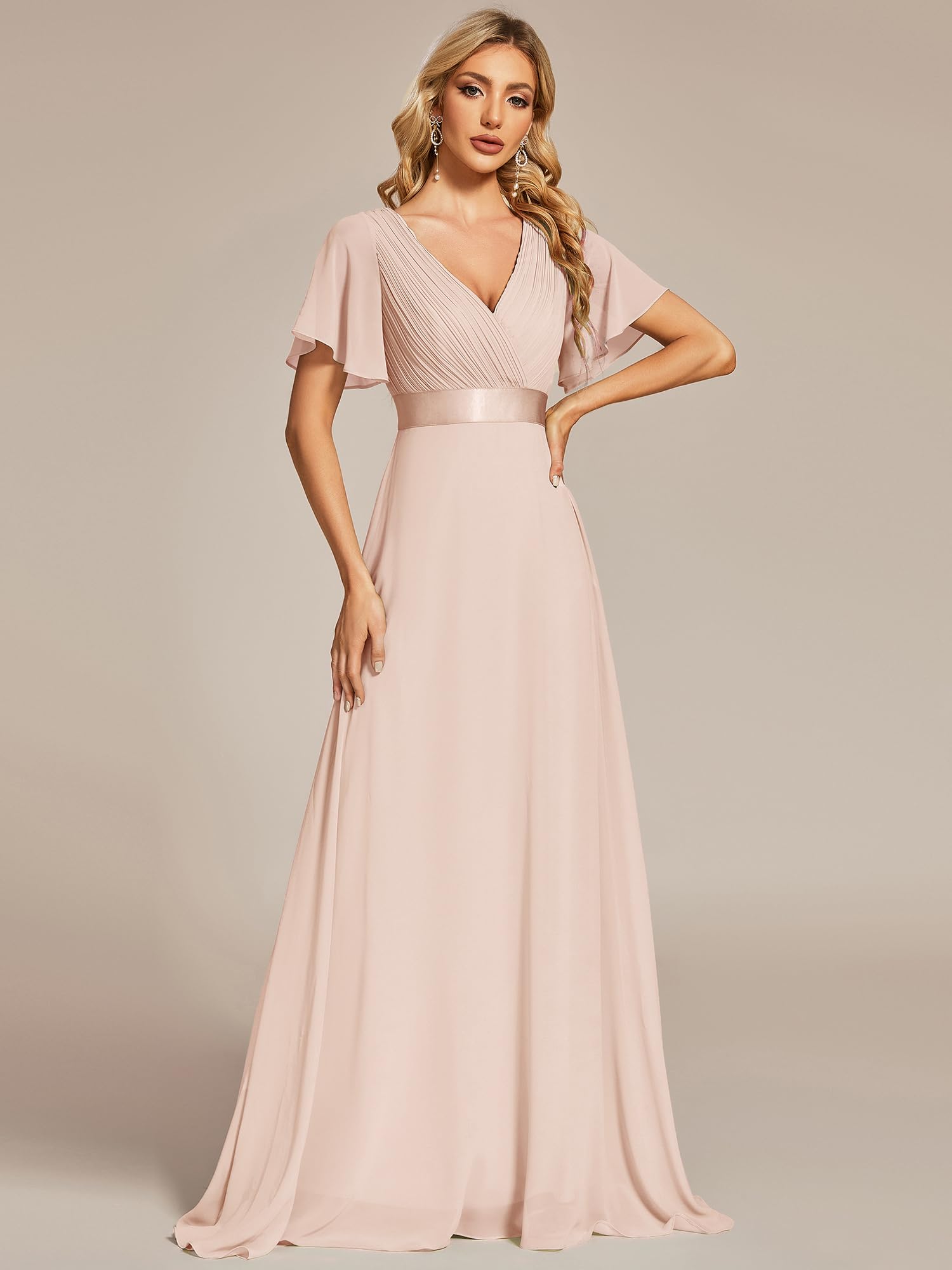 Ever-Pretty Robe de soirée en Double V-col et Manches Courtes 09890