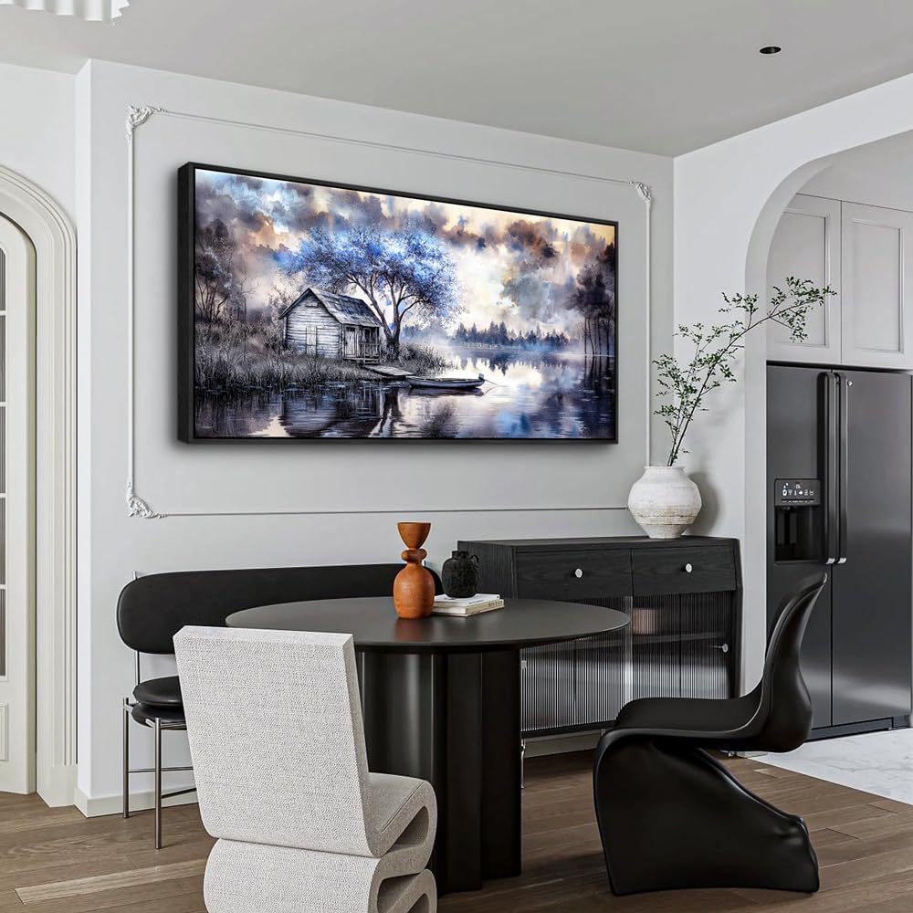 ERQINHUA Large Wall Decor For Bedroom Black Framed Canvas Wall Art For Living Room Office Decorations Misty Forest Wall Paintings Tree Landscape Pictures Artwork Modern Home Decor 30x60 Inches ERQINHUA Large Wall Decor For Bedroom Black Framed Canvas Wall Art For Living Room Office Decorations Misty Forest Wall Paintings Tree Landscape Pictures Artwork Modern Home Decor 30x60 Inches