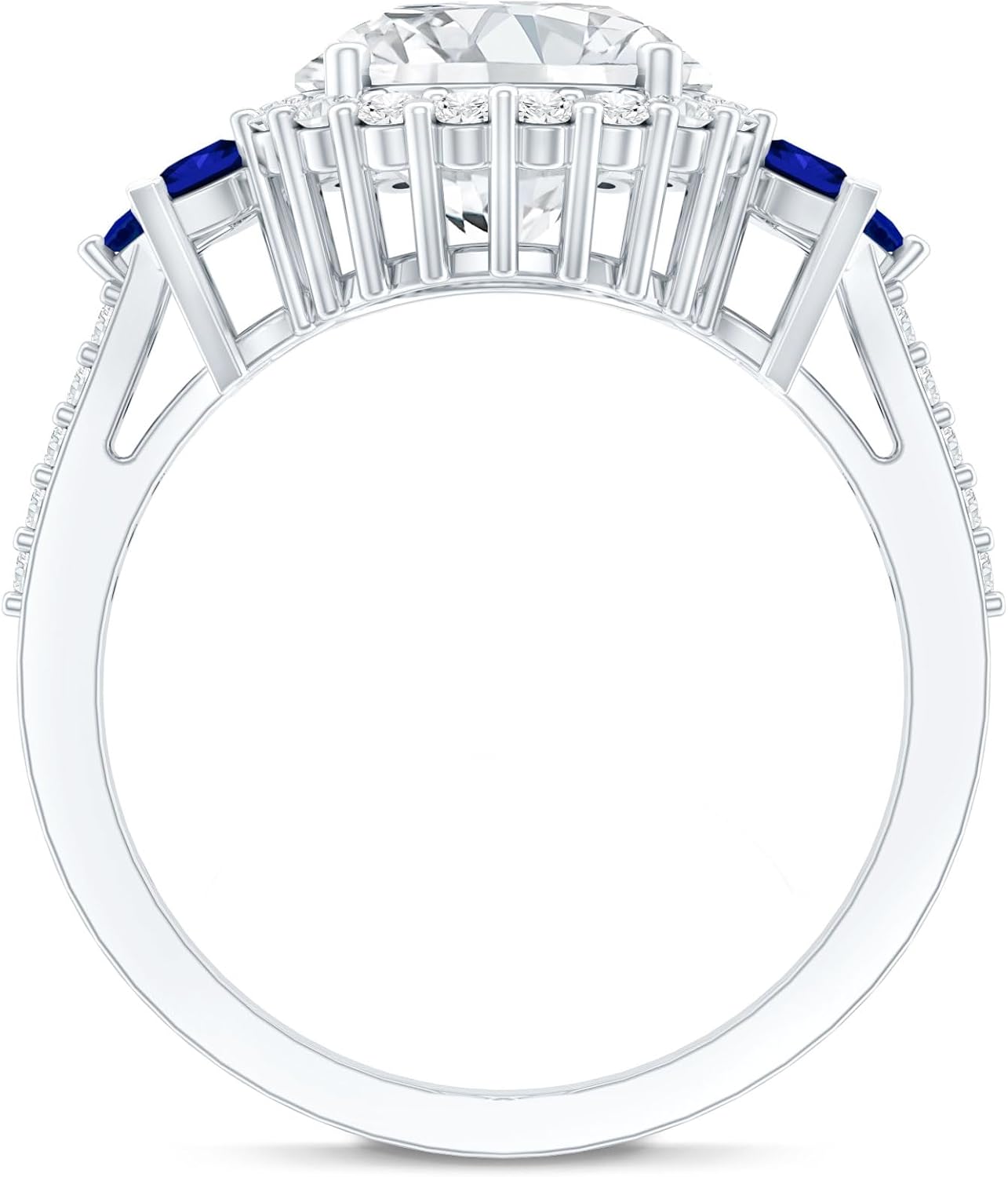 Certified 3 Carat Moissanite Designer Engagement Ring in Silver, D-Vs1 Quality, Moissanite Sapphire Ring - Gift For Women