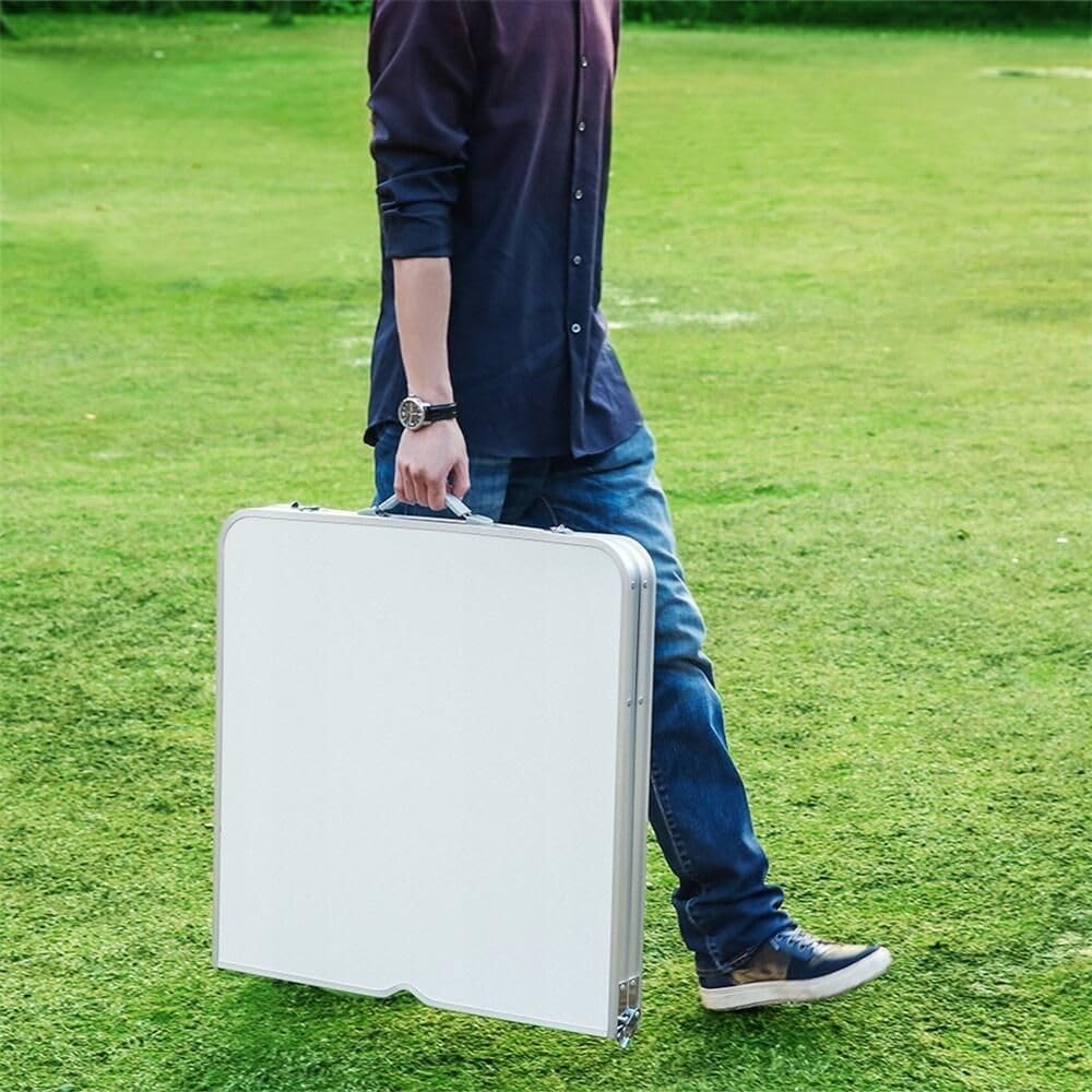 PALUPLUS Set Tavolo Campeggio in Alluminio con 4 Sgabelli Blu, Misura Tavolino 120x60x71 cm, Design Pieghevole a Valigetta con Maniglia, Foro per Ombrellone, per picnic, gita -8095F