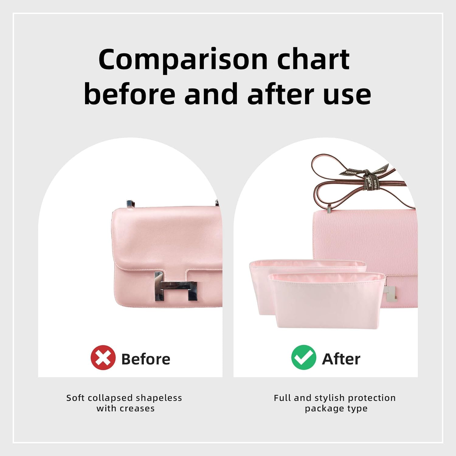 DGAZ Silk Purse Organizer Insert Fits Constance 19/New19/24/New24 bag，Silky Smooth Bag Organizer，Luxury Handbag & Tote Shaper（Pink，newC19）