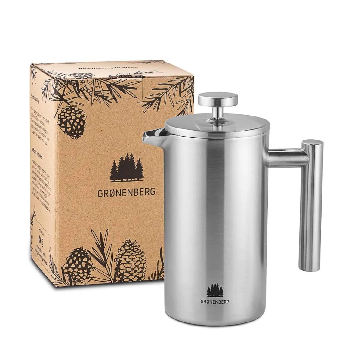 French Press Coffee Maker 0,6 Litre | 3 Cup Stainless Steel Coffee Press | Double-Walled Cafetière & incl. Extra Filter | Portable | for Home & Camping