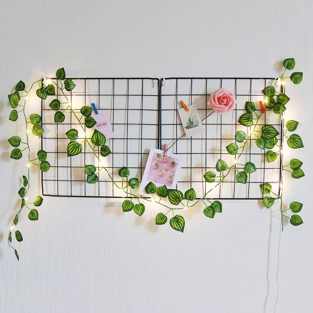 GUOCHENG20Leds Artificial Leaf Lights Hanging Garland Copper Light Strings Battery Operated Vine Fairy Lights for Christmas Wedding Bouquets Event Home Decor-Watermelon Leaf