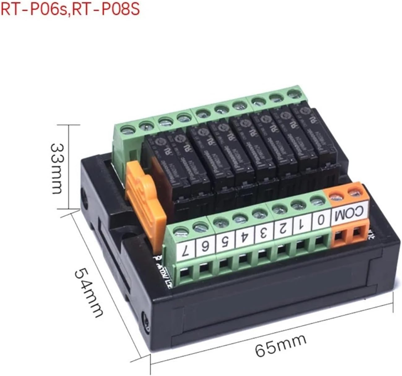 PLC Signal Amplifier Board Din Rail Normally Open PLC DC Output Signal Amplifier Board Relay Module 24V 5A RT-P 4/6/8/10/16 Channels Control Module(RT-P08s)