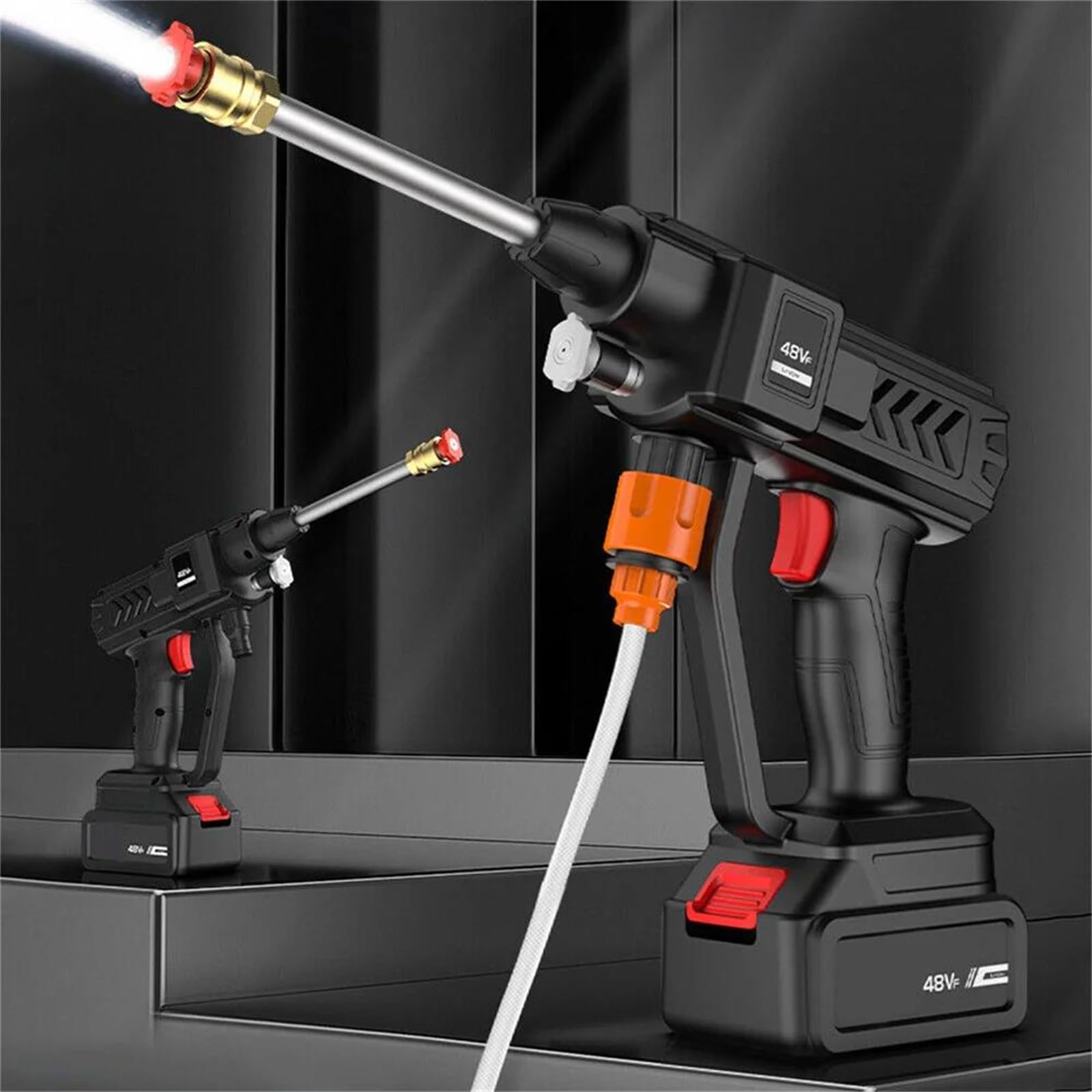 Bezprzewodowa myjka ciśnieniowa, wysokociśnieniowa myjnia samochodowa Pistolet 30Bar Generator piany Pistolet na wodę w sprayu do czyszczenia samochodu/ogrodzenia/ściany/tarasu,Two batteries