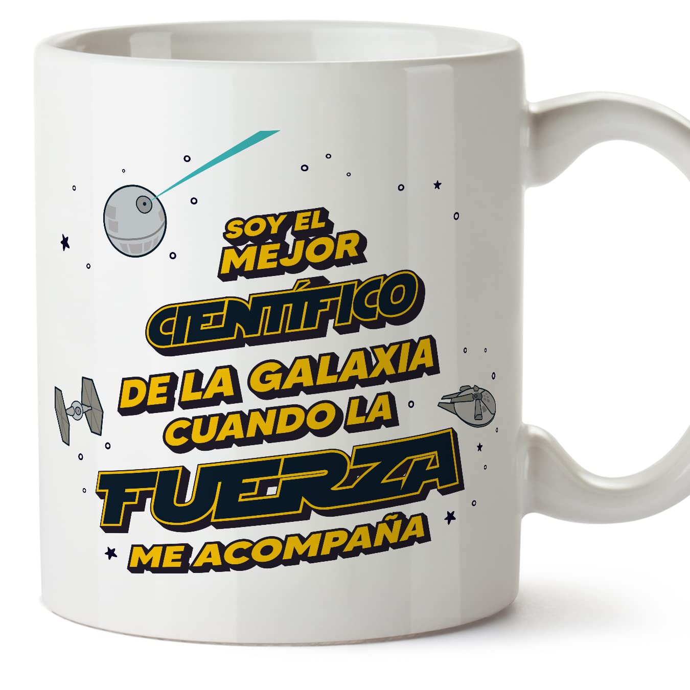 MUGFFINS Tazas para JEFE hombre - En Español - Mejor de la Galaxia Cuando Fuerza me Acompaña - 11 oz / 330 ml - Regalo original y divertido — view 348