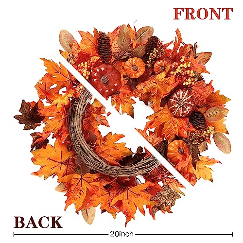 Sggvecsy Fall Wreath 20'' – Rustic Harvest Door Decor - Image 6