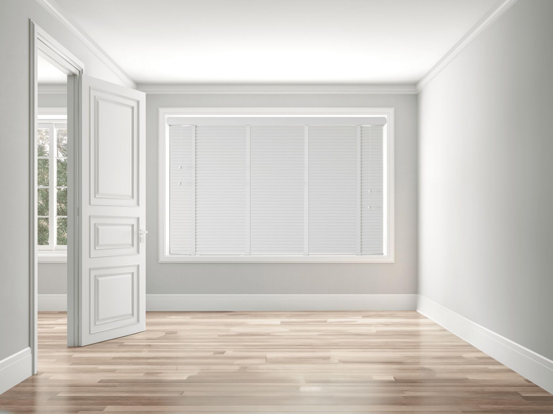 Faux Wood Venetian Blind 50mm Slats Wood Grain Pattern Tape White 180cm Width x 120cm Length