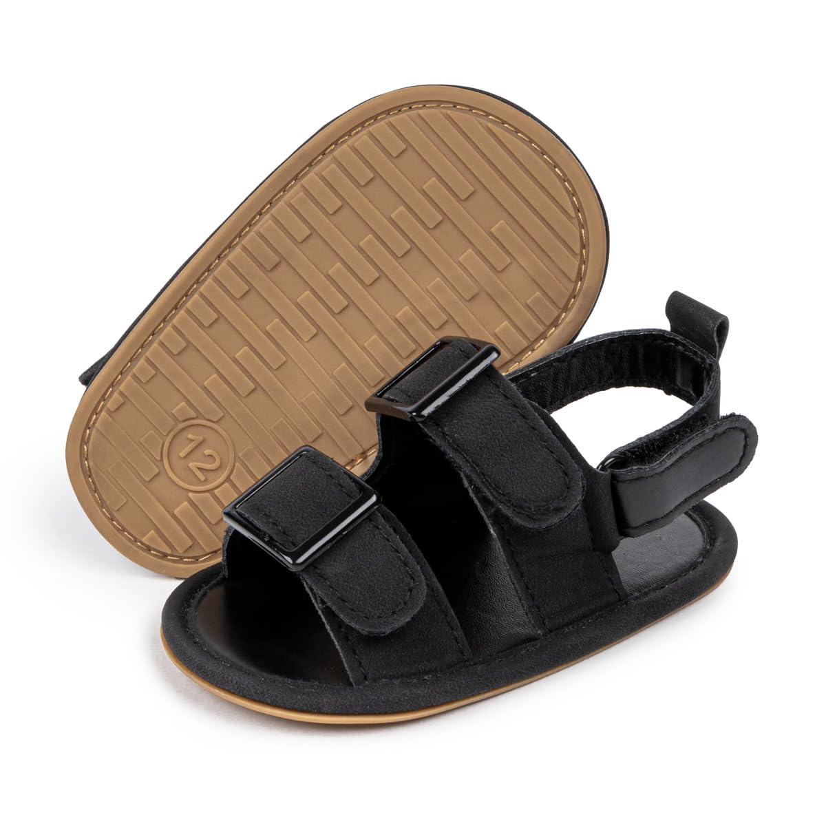 HsdsBebe Infant Baby Boys Girls Summer Beach Sandals Breathable Athletic Anti-slip Soft Sole Newborn First Walker Crib Shoes(ZZY3205 black,1)