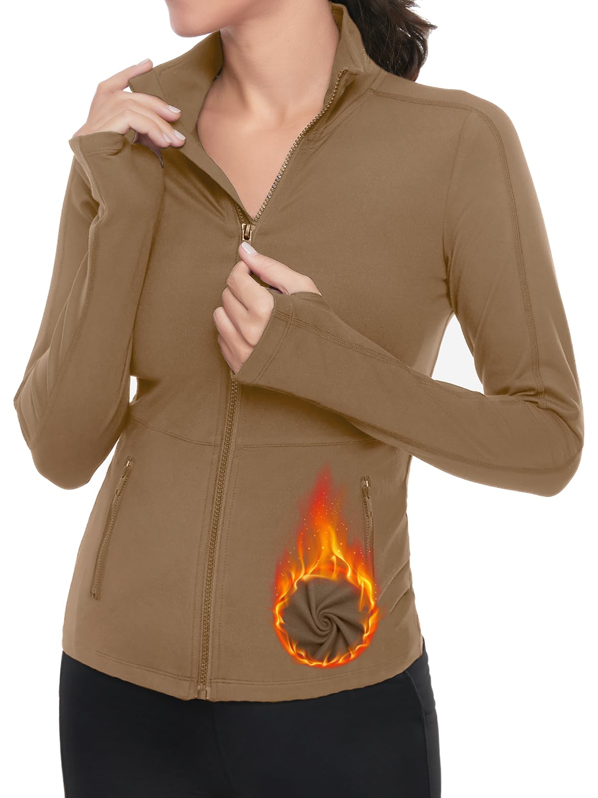 VUTRU Women's Workout Yoga Jacket Full Zip Running Track Jacket Fleece Athletic Jacket