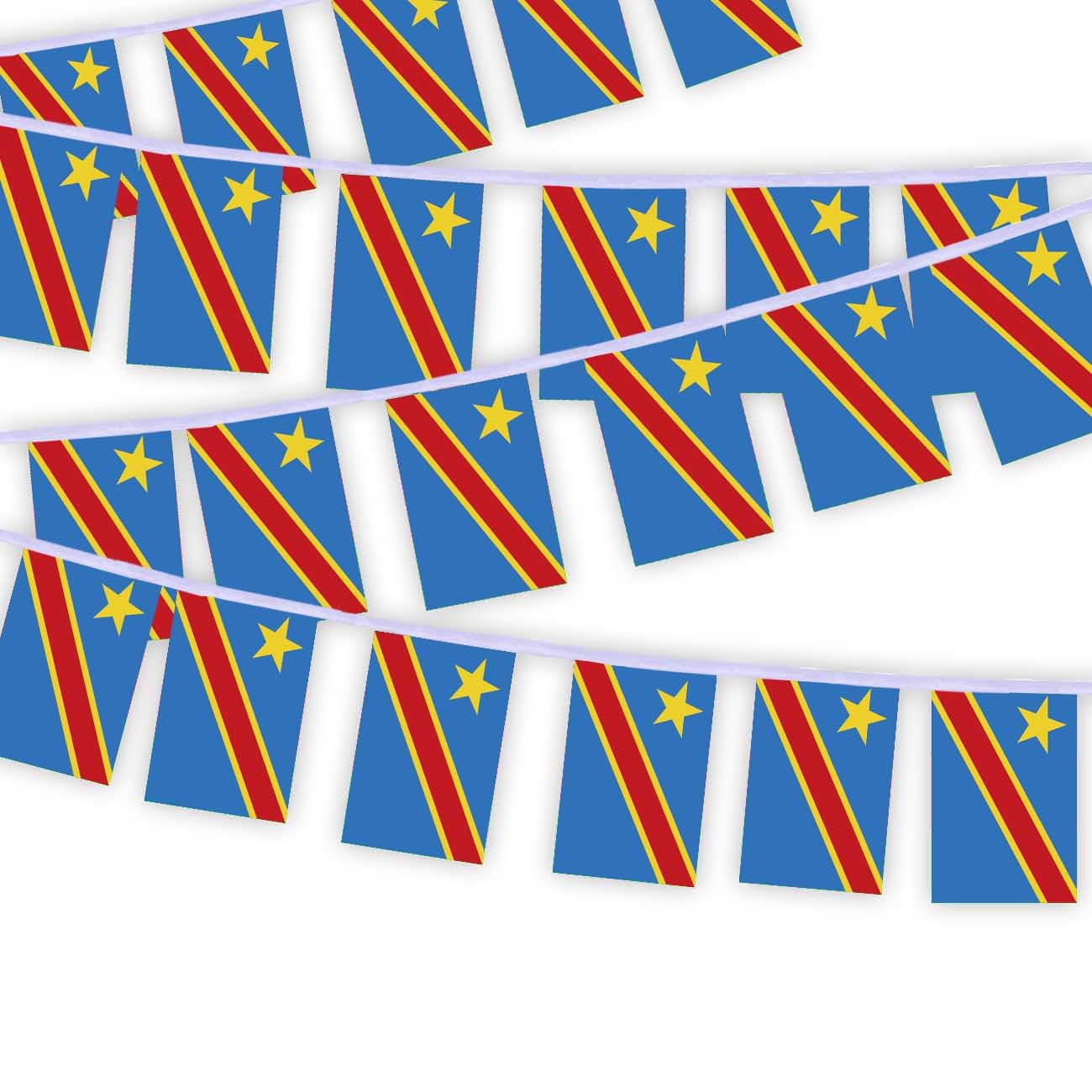 30 PCS congo Flag String,32 FT Congolese Decor Bunting,Decoration Banner for Outdoor Indoor Patio Yard Decor