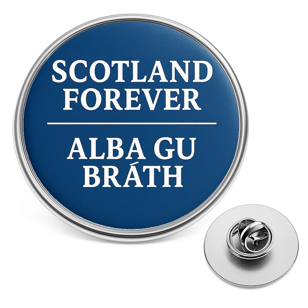 Scottish Lapel Pin Badge – Scotland Flag, Highland Cow & Funny Scottish Sayings Pins – Metal Brooch Gift Souvenir for Scots, Clan, Tartan, National Events & Scottish Pride (Scotland Forever)