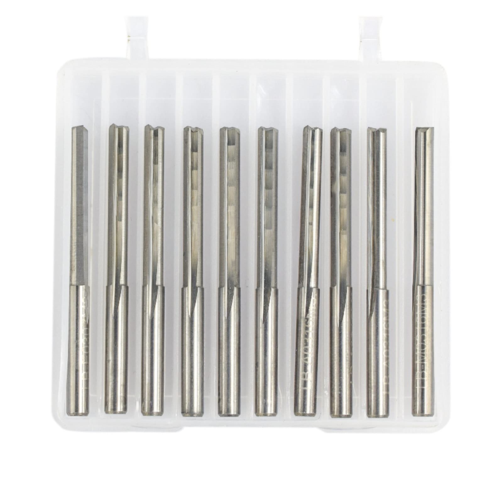 2 Flety Frezowanie Cutter CNC Router Bit Grawerowania 10PC 3.175mm Shank do drewna z tworzywa sztucznego Carbide End Mill Frezy trzpieniowe JIYAMI'EN EL (Size : 10pcs 3.175x25mm)
