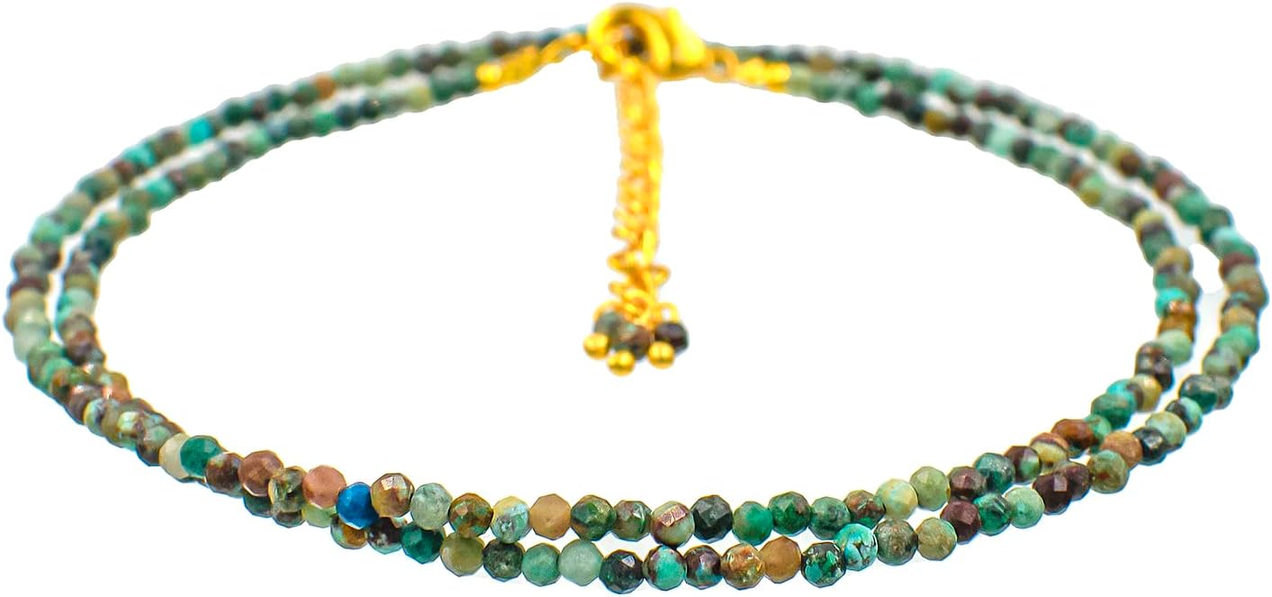 Natural Gemstone Faceted Beaded Necklace for Woman| Gold Plated Gem-stone Necklace | Beads 2–3 mm | Adjustable Chain 16+2 Inch - Image 4