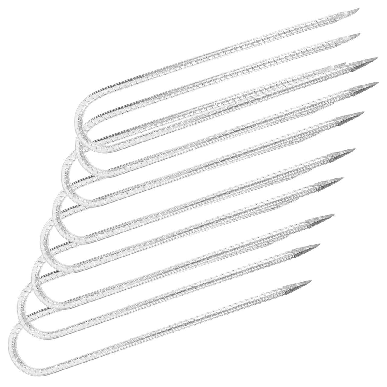 Picchetti da Campeggio a Forma di U 8 Pezzi Accessori per Fissare Tenda e Telo da Giardino in Acciaio Zincato Argento Attrezzi Resistenti per Outdoor