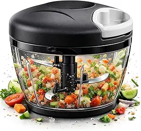 Mini Processador de Alimentos Manual, Triturador de Alho Grande 500ml - 3 Laminas Aço Inoxidavel, Triturador de Alimentos