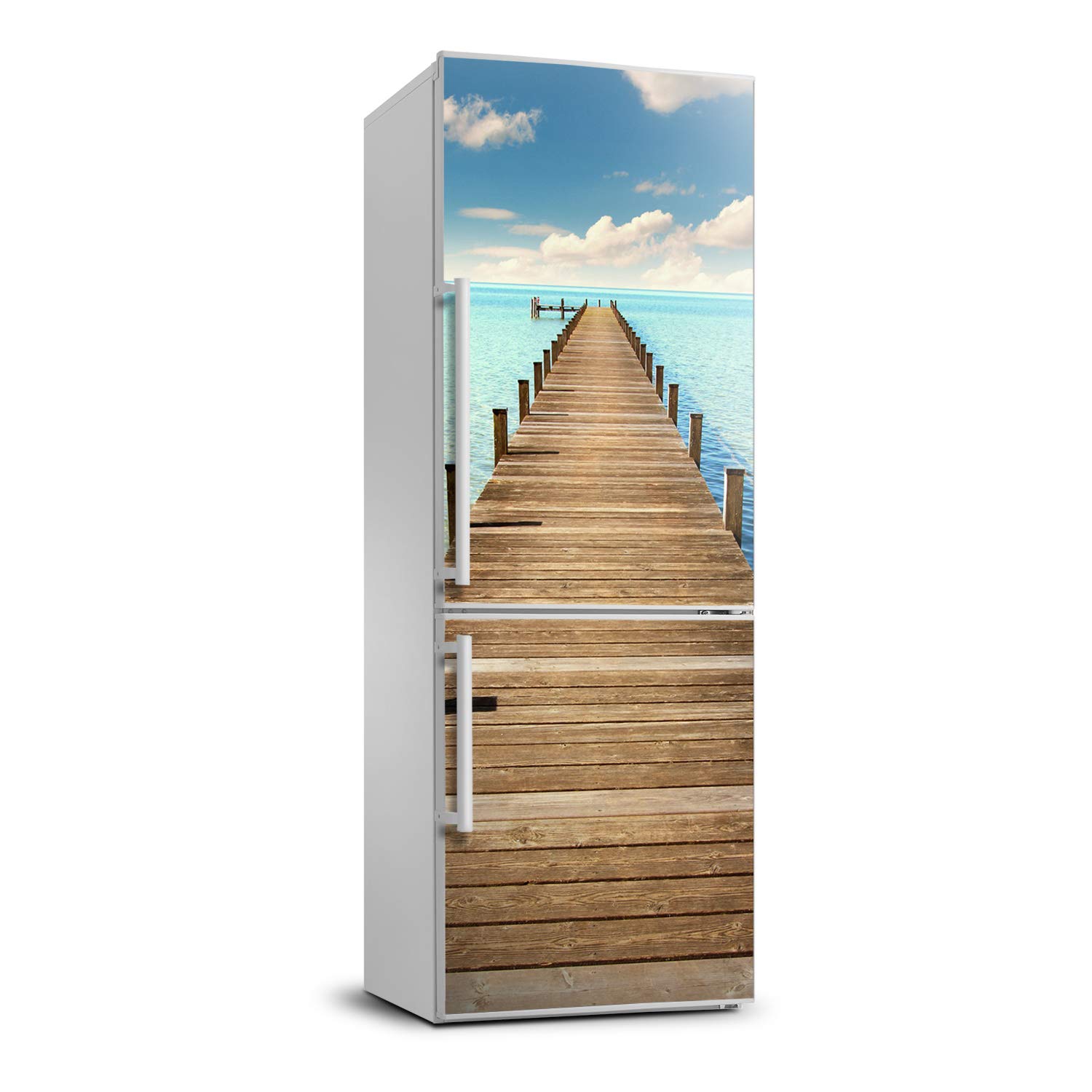 Cubierta para refrigerador autoadhesiva de 70x190 cm para tapar arañazos con muelle rústico