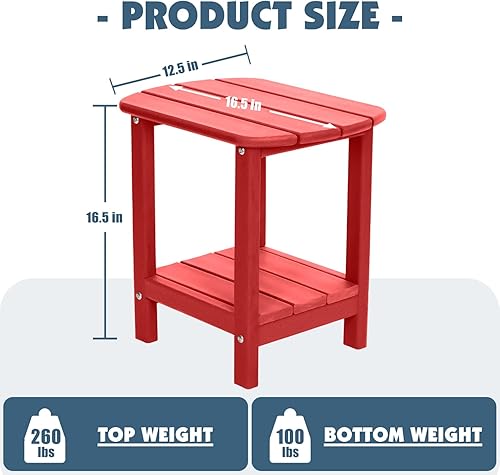 Miniatura 9 de Mesa auxiliar para exteriores de 2 niveles Adirondack de polietileno de alta densidad para patio, mesa auxiliar resistente a la intemperie, mesa