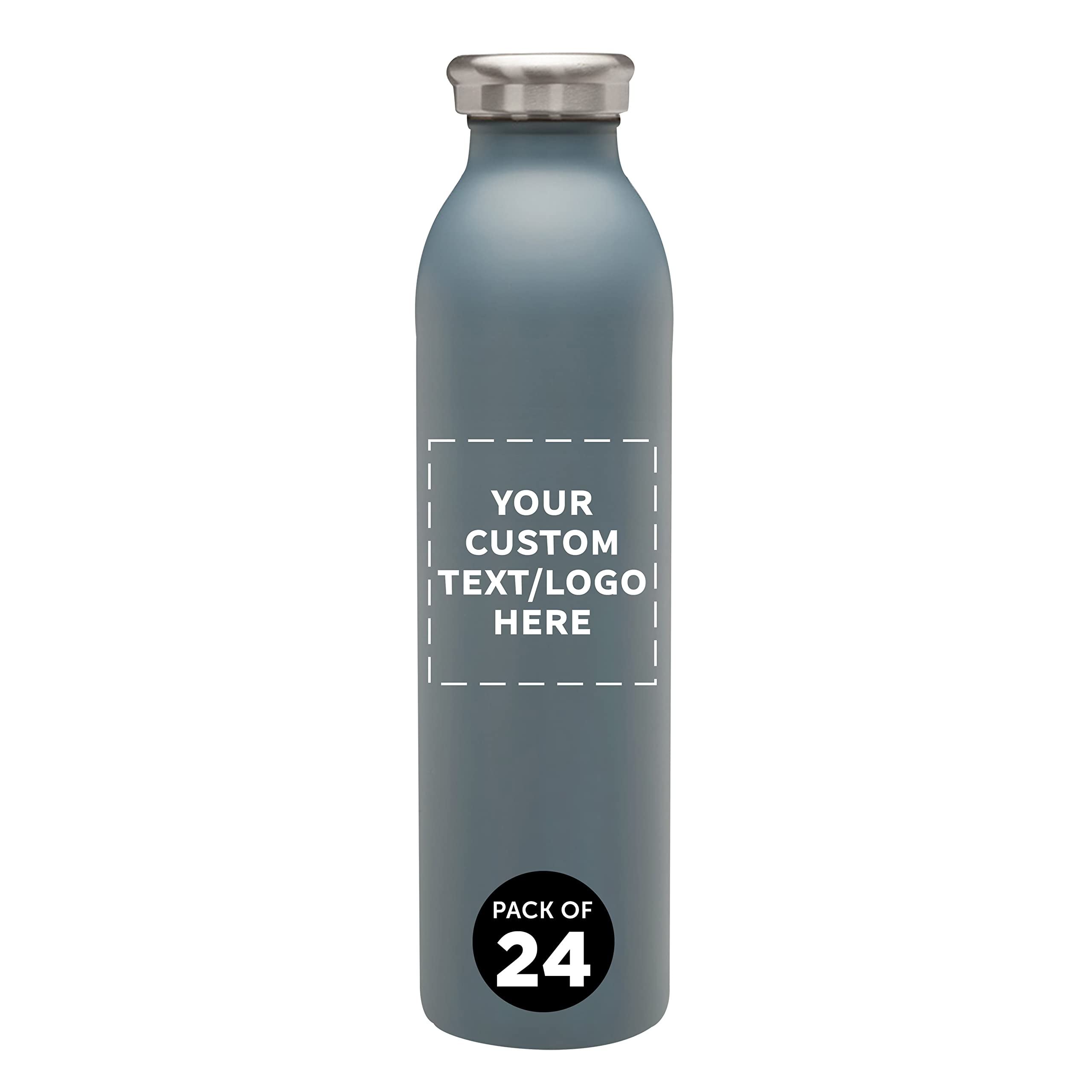 DISCOUNT PROMOS Custom Posh Stainless Steel Water Bottles 20 oz Set of 24 Personalized Bulk Pack - Double