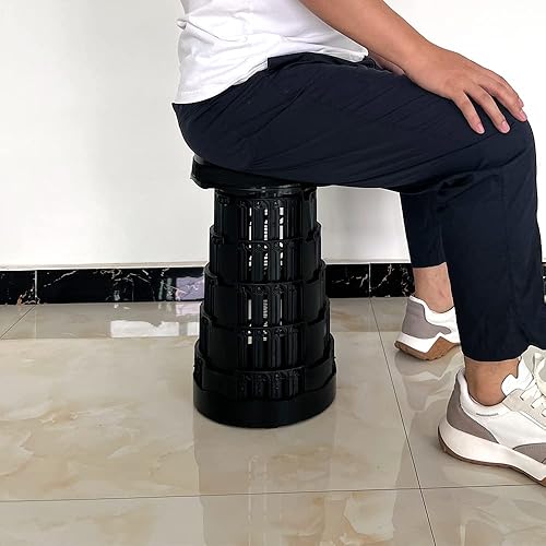 Miniatura 4 de Taburete plegable retráctil portátil mejorado para aumentar el peso de carga, taburete telescópico portátil para camping, jardín, pesca, senderismo,