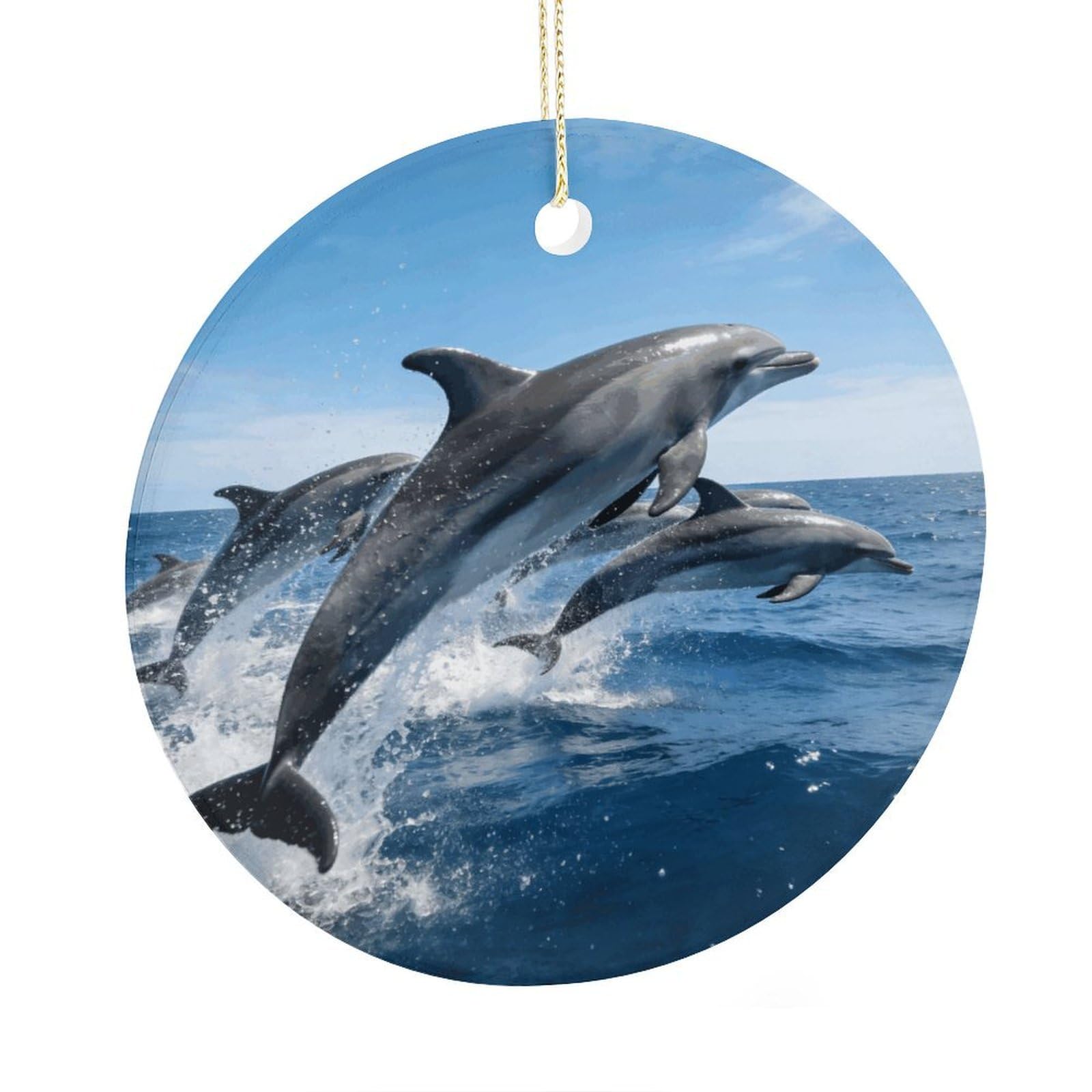 Fodpand Women's Style Dolphins Ceramic Christmas Ornament,Wall Hanging Decor Windows Hanging Decor Best Friend Birthday Gifts, Friendship Gifts Car Hanging Ornament Gift For Girls, Teachers 2.9 In