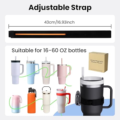 Miniatura 5 de Stanley Cup - Soporte magnético para teléfono, soporte ajustable para botella de agua para gimnasio, soporte universal de teléfono para vaso Owala