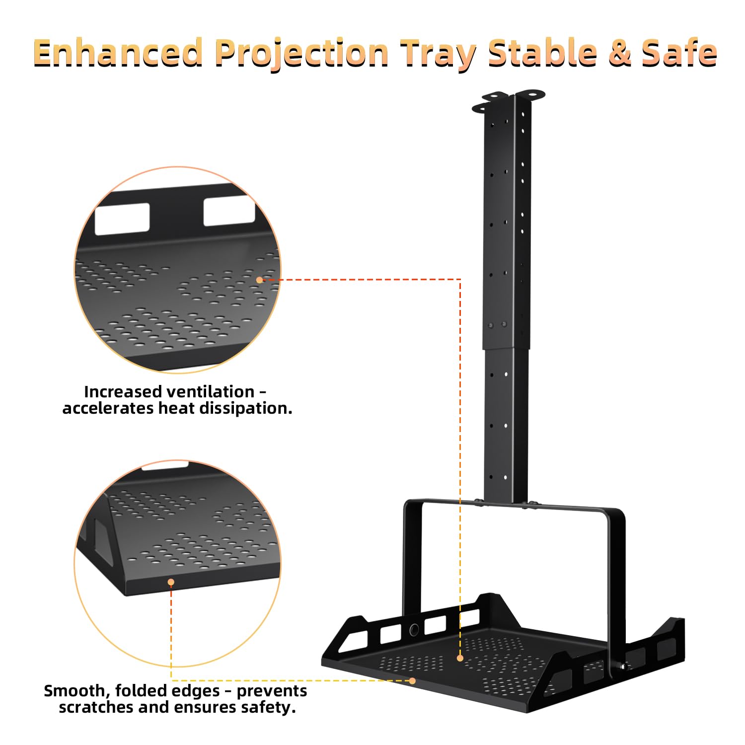 Salange Soporte de techo extensible para proyector con bandeja, estante universal 3 en 1 para proyector de techo y pared, soporte inclinable de 45 ° para hogar, oficina, escuela