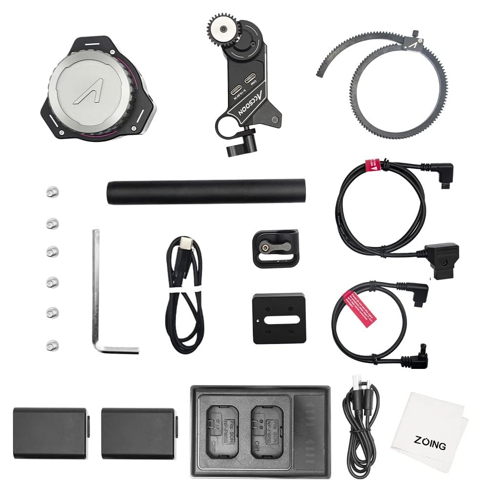 Accsoon F-C01 Wireless/Wired FHSS Lens Control System Wireless Anti-Interference Follow Focus Lens Zoom Control 100m Effective Distance HD OLED Screen for DSLRs/Mirrorless Cameras