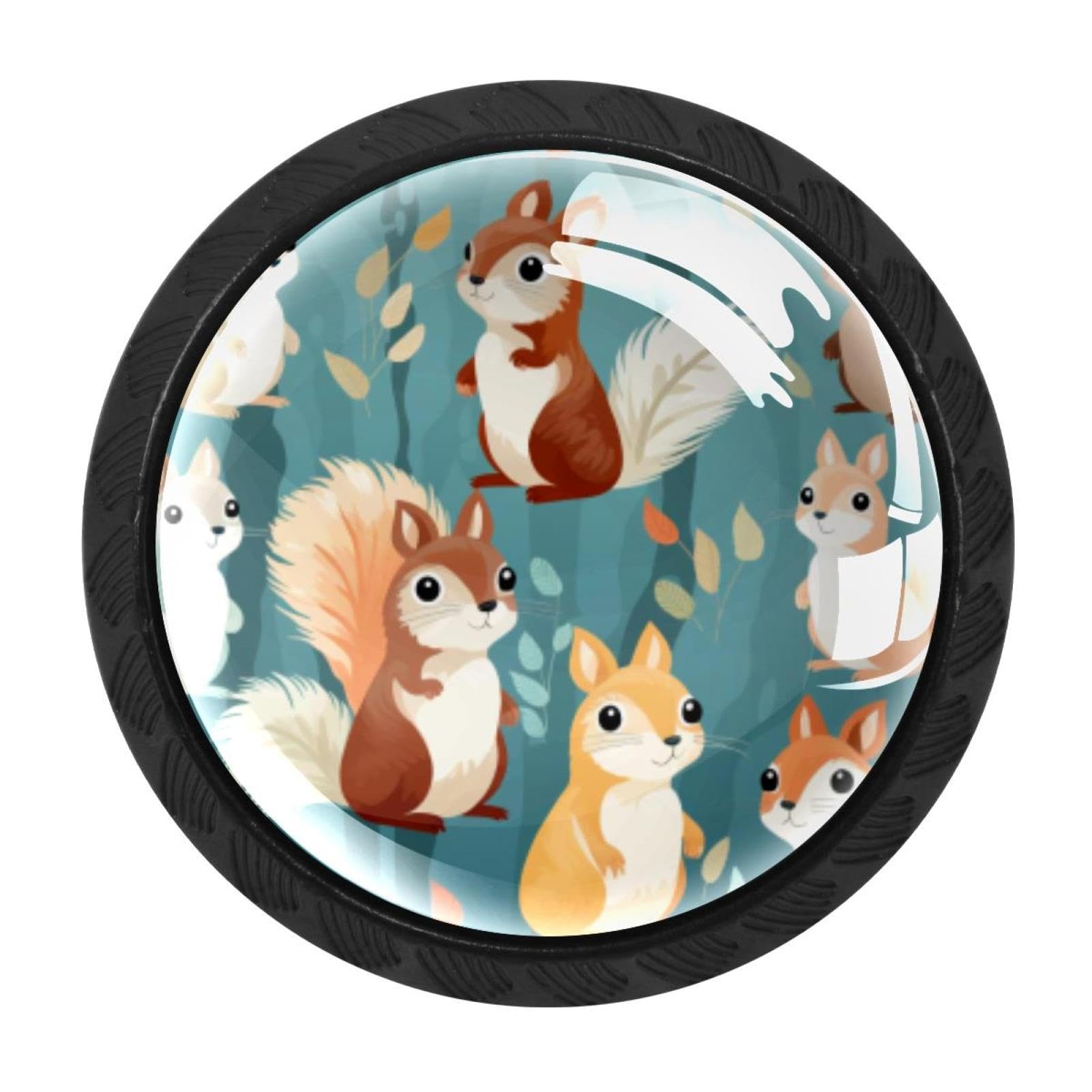 Chenzzzz Multicolored 08 4 Pieces Squirrel Drawer Knobs, 35Mm Black Kitchen Cabinet Knobs, Drawer Pulls And Knobs, Glass Cabinet Hardware Single Hole Knob For Cabinets And Drawers Round