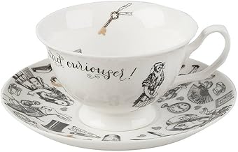 V&A Alice in Wonderland Tea Cup and Saucer, 210 ml (7 fl oz), White