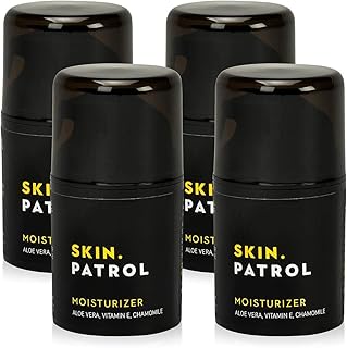 Bump Patrol Skin Patrol Everyday Face Moisturizer for Men - Natural Hydrating Daily Skin Care for Him with Aloe Vera, Vitamin E, Chamomile, Mens Face Lotion - 1.68 oz - Pack 4